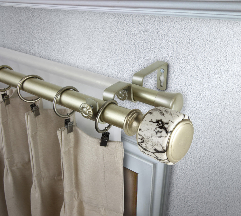 Kaylee 1" Diameter Double Curtain Rod, Gold, 120-170"