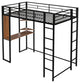 Gewnee Twin Metal Loft Bed with 2 Shelves and one Desk