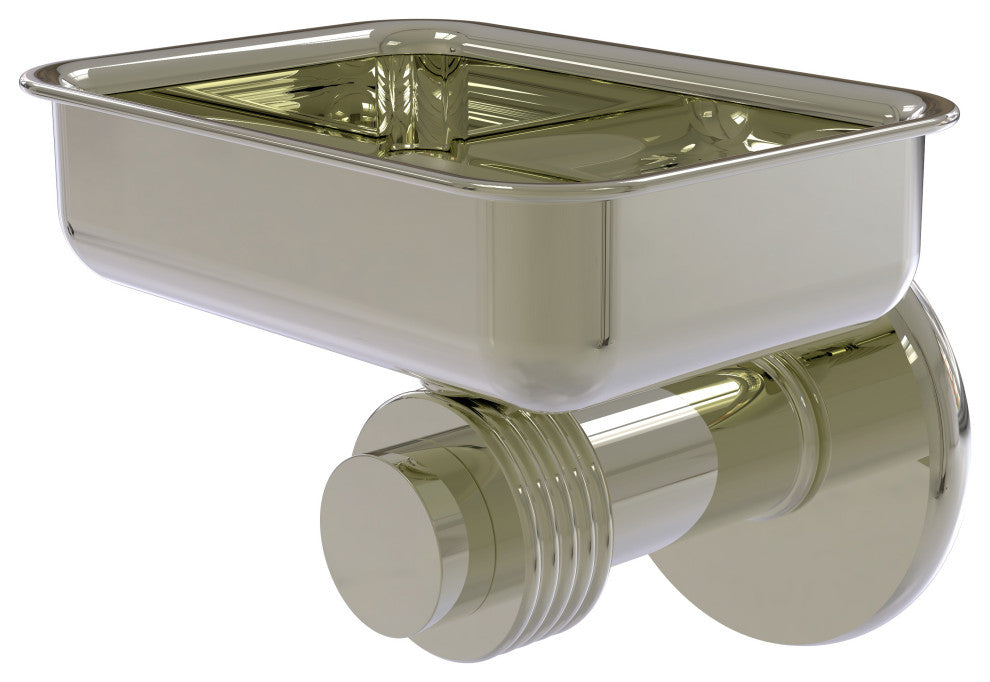 Mercury Wall Mounted Soap Dish with Groovy Accents, Polished Nickel