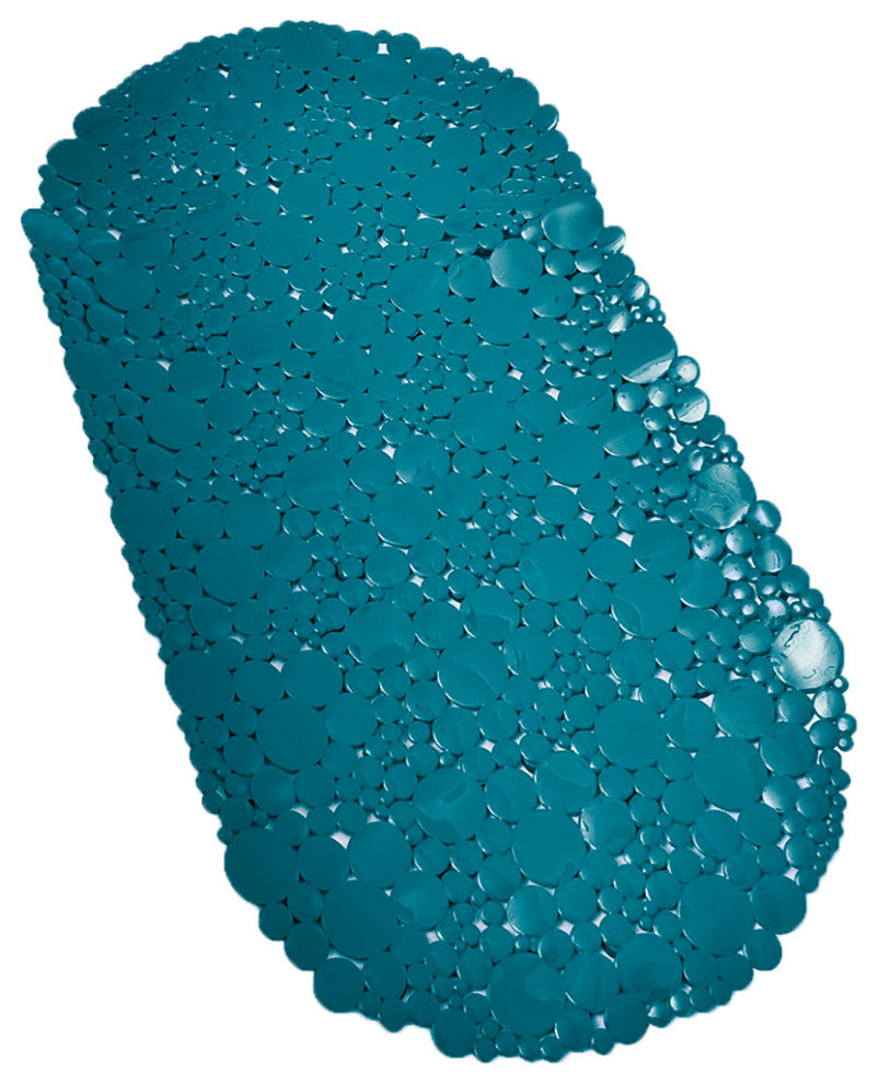 Bubbles Non-Slip Oval Bathtub Mat 28 L x 15 W, Peacock Blue