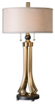 Contemporary Open Column Brass Bronze Metal Table Lamp 33 in Pull Chain 2 Light