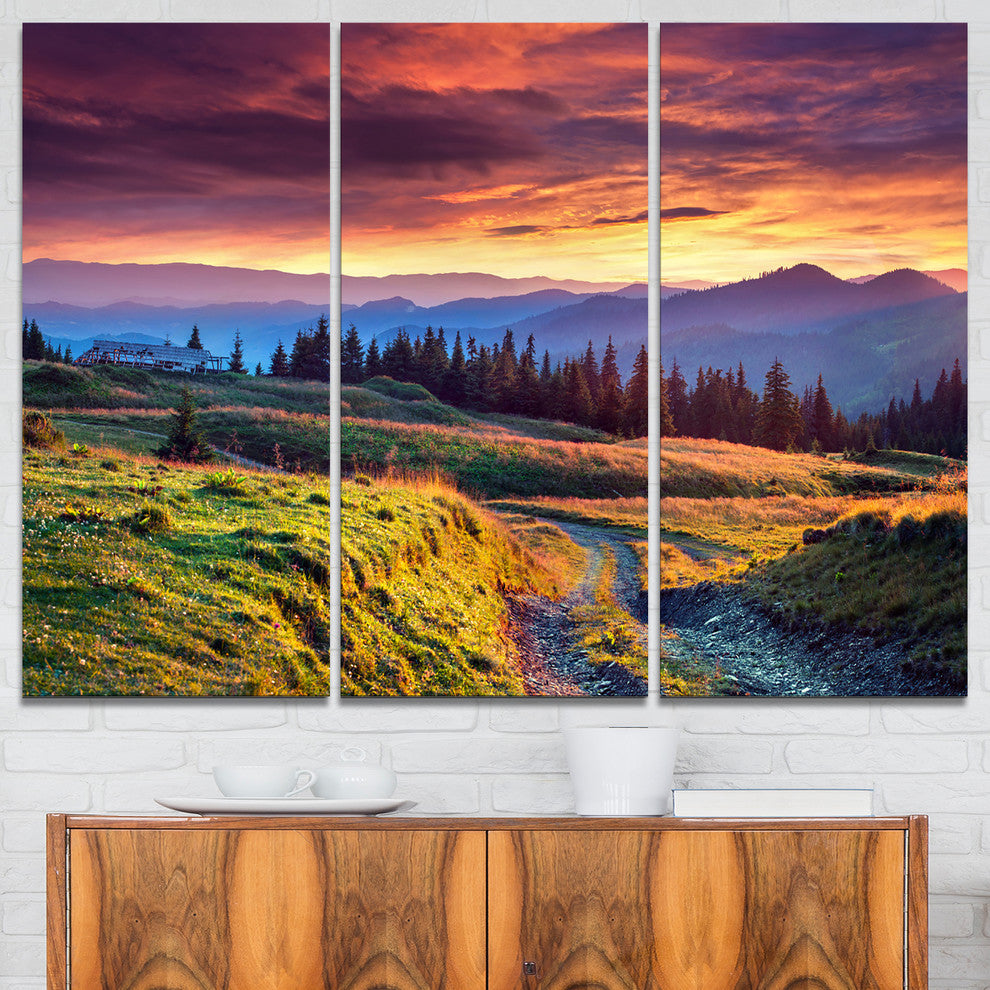 "Green Land Under Overcast Sky" Photo Canvas Print, 3 Panels, 36"x28"