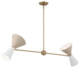 Phix 4 Light Chandelier Linear, Single, Champagne Bronze and Greige