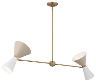 Phix 4 Light Chandelier Linear, Single, Champagne Bronze and Greige
