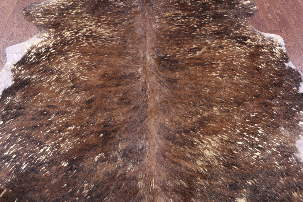 6' 8" X 5' 11" Gold Metallic Cowhide Rug C2171