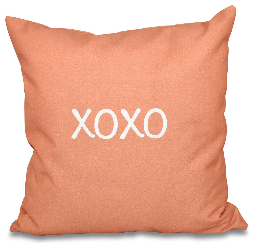 16"x16" "xo"xo, Word Print Pillow, Coral