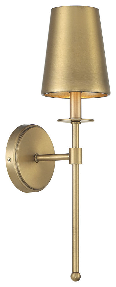 1-Light Wall Sconce, Matte Black, Natural Brass