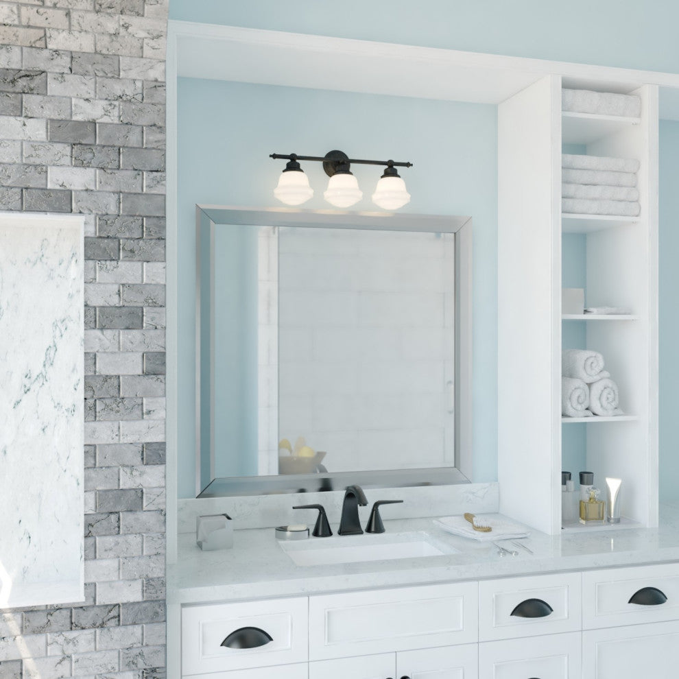 Huntley 3L Vanity Milk Glass Oil Rubbed Bronze