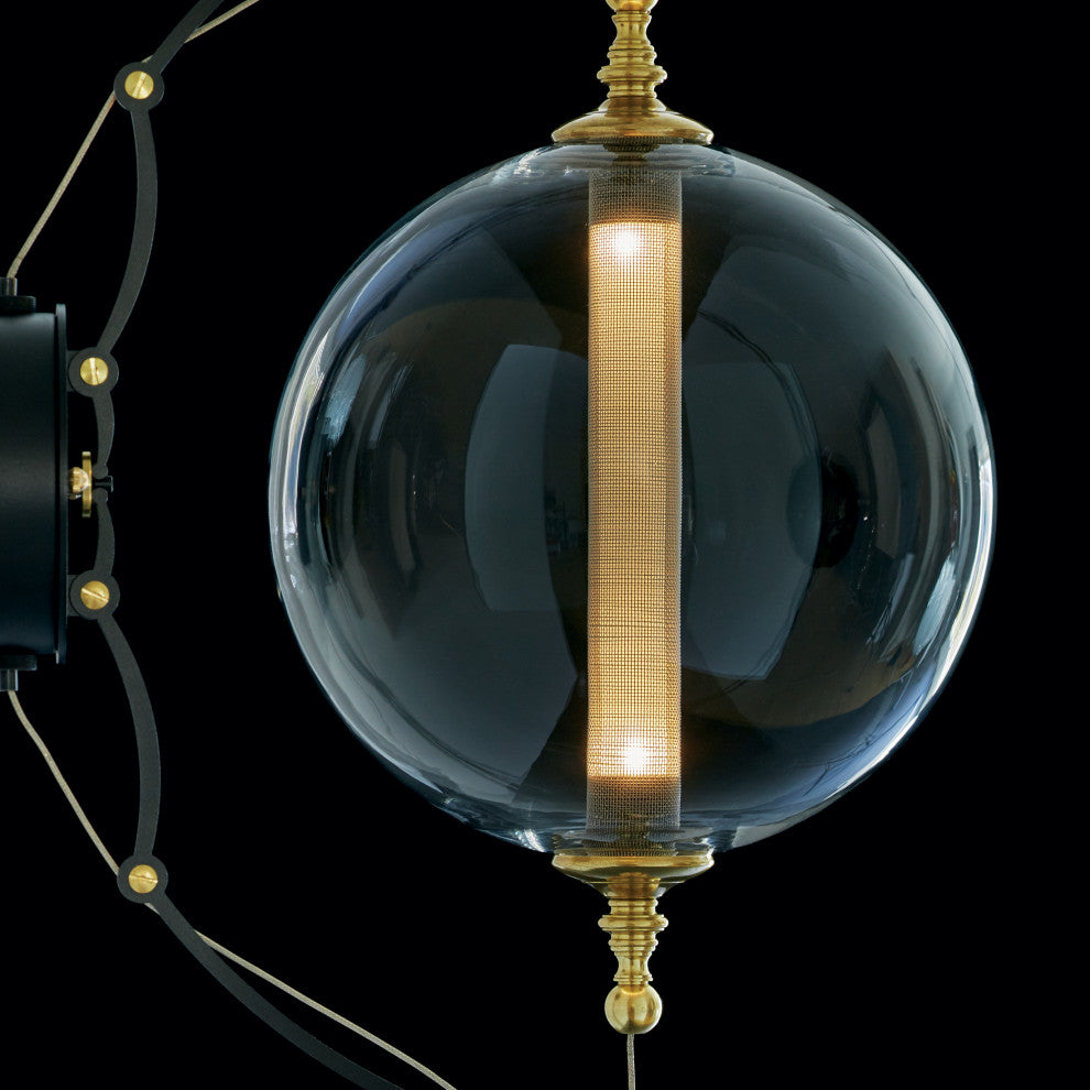 Otto Sphere Sconce, Brass w/ Black Finish, Clear Glass