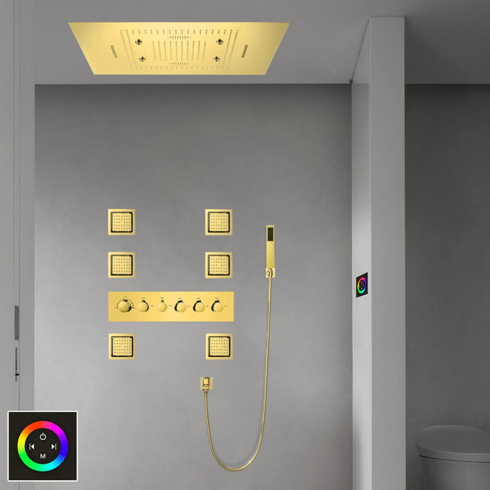 LED Shower System, Jetted Body Sprays and Hand Shower, Touch Panel Light