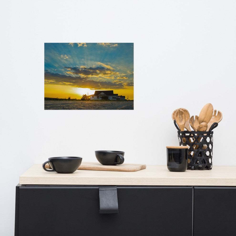Sunset at Bowers Landscape Photo, Coastal Unframed Wall Art Print, 12" X 16"