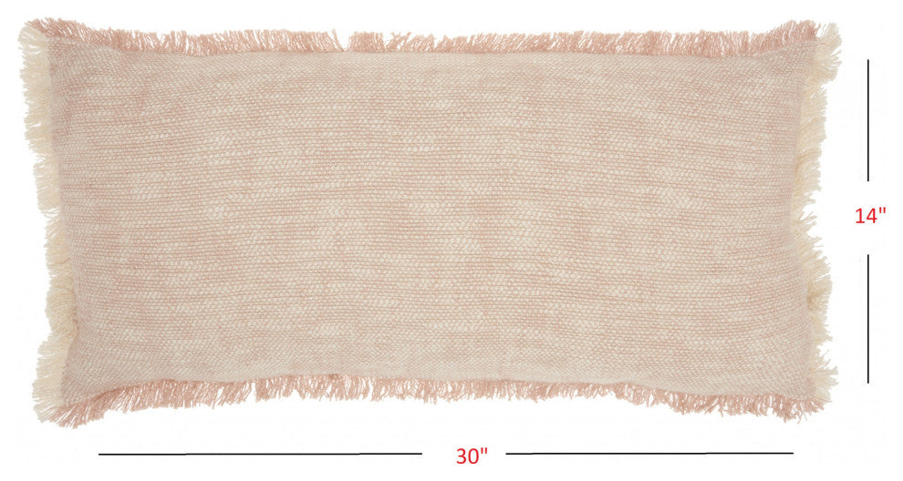 Pink and White Woven Heathered Lumbar Throw Pillow