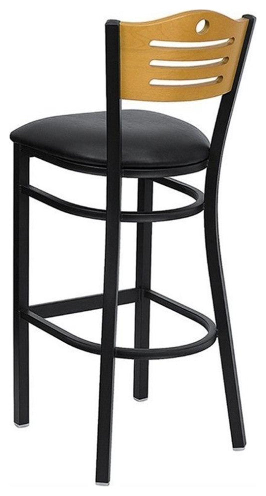 Flash Furniture Hercules Series 32" Slat Back Metal Bar Stool in Black