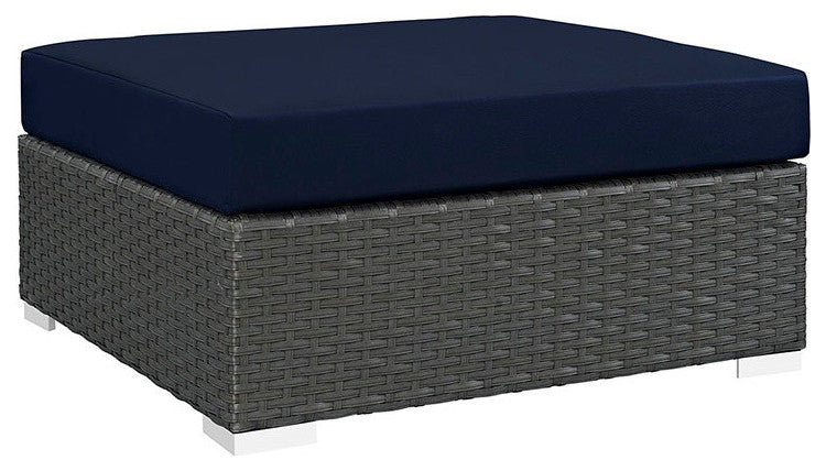 Canvas Navy Sojourn Outdoor Patio Sunbrella Square Ottoman