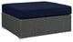 Canvas Navy Sojourn Outdoor Patio Sunbrella Square Ottoman