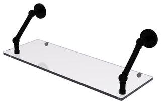 Prestige Skyline 24" Floating Glass Shelf, Matte Black