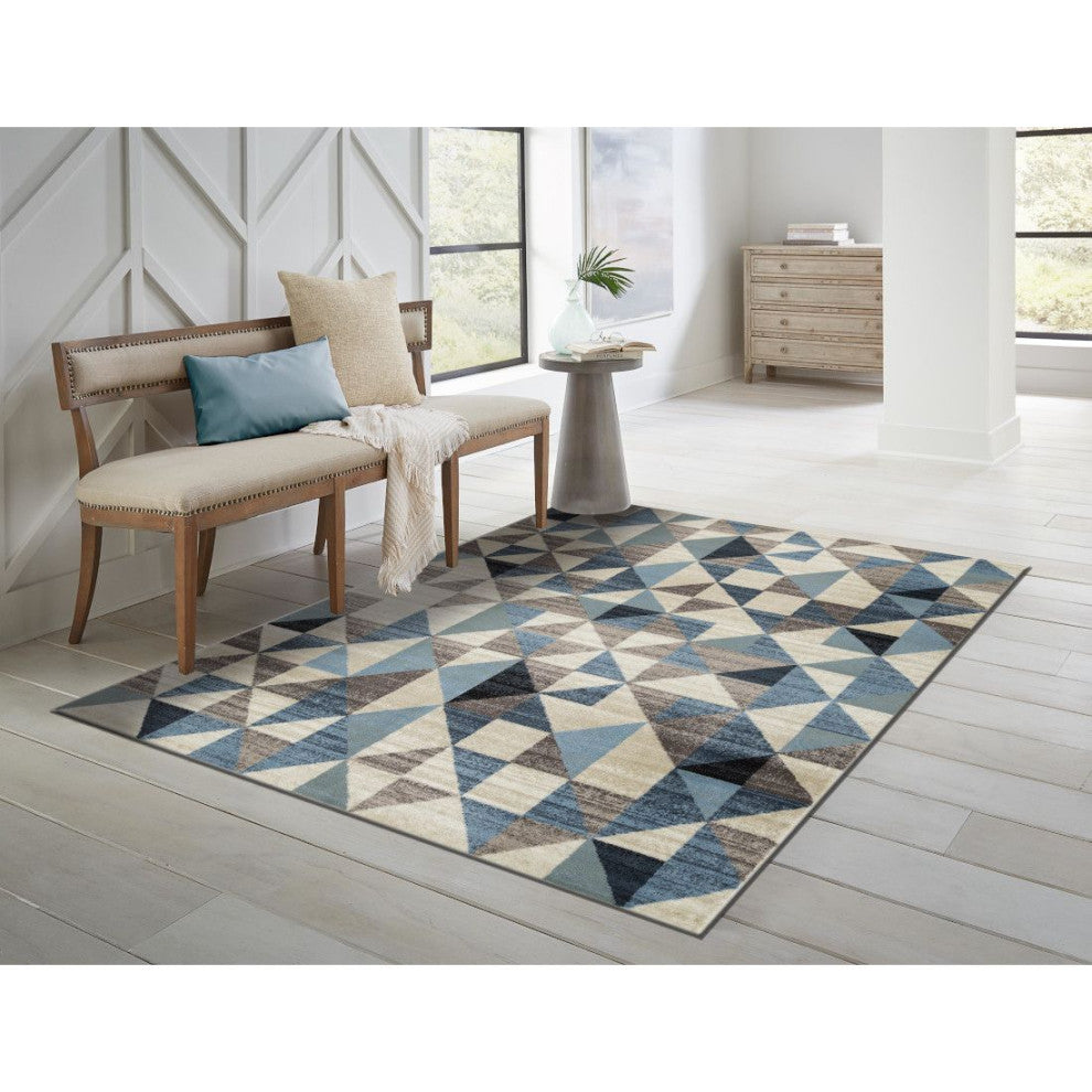KAS Heritage 9365 Blue/Gray Scope Area Rug, 5'3"x7'8"