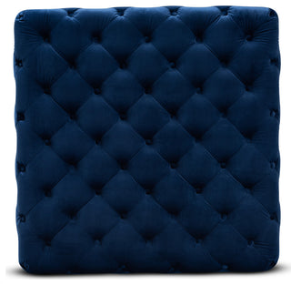 Edie Glam Royal Blue Velvet Ottoman