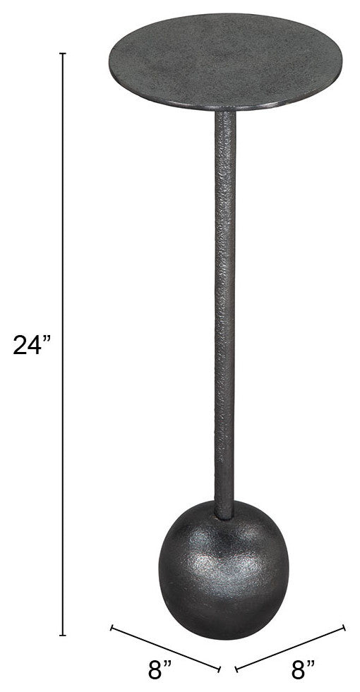 Sofa Side Table, Round, Aluminum, Metal, Antique Black, Black, Hospitality