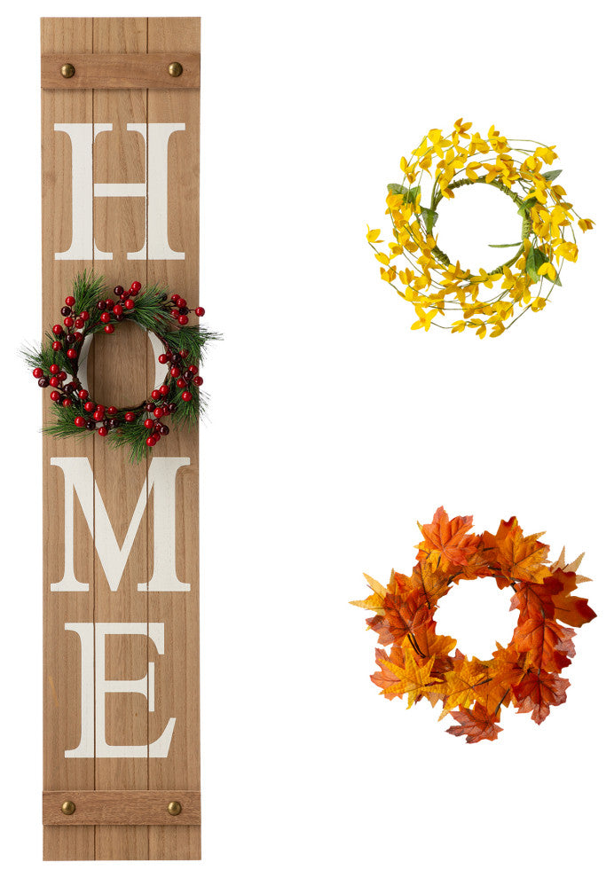 42"H Christmas Wooden "HOME" Porch Sign With Wreath