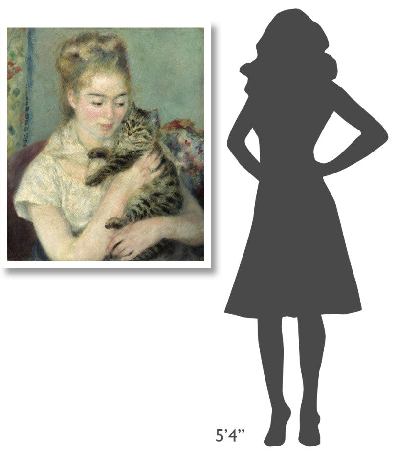 "Woman with a Cat" Digital Paper Print by Pierre-Auguste Renoir, 32"x38"