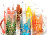 Hand Painted Arabesque Glass Teacups, Set of 6