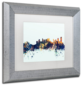 Michael Tompsett 'Calgary Canada Skyline Blue' Matted Framed Art, 11x14