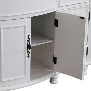 62" Double Sink Vanity Antique White Finish, White Marble Top