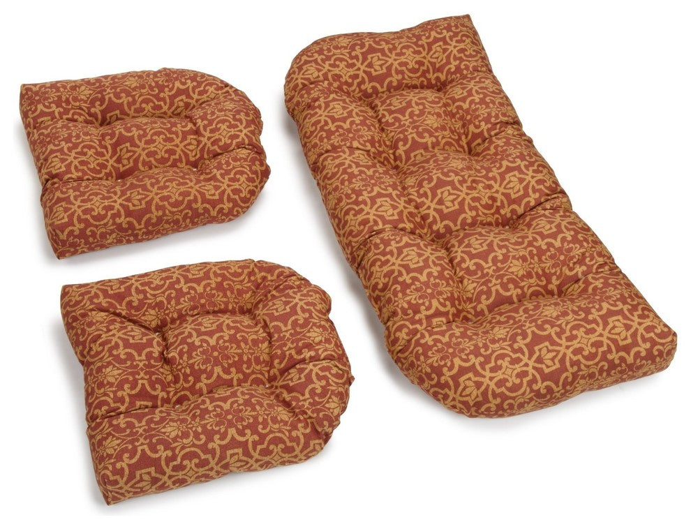 U-Shaped Spun Polyester Tufted Settee Cushion Set, Set of 3, Santa Fe