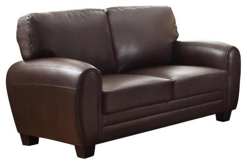 Rainier Casual Love Seat, Dark Brown Leather