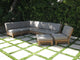6-Piece Del Outdoor Teak Sectional Sofa Set & Sunbrella Cushions Canvas Iris