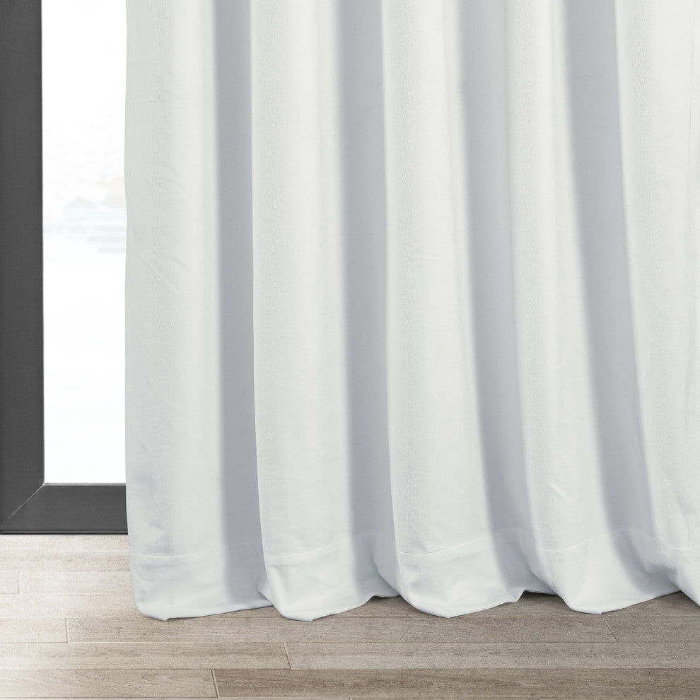 Signature Blackout Velvet Curtain Single Panel, Primary White, 50wx84l