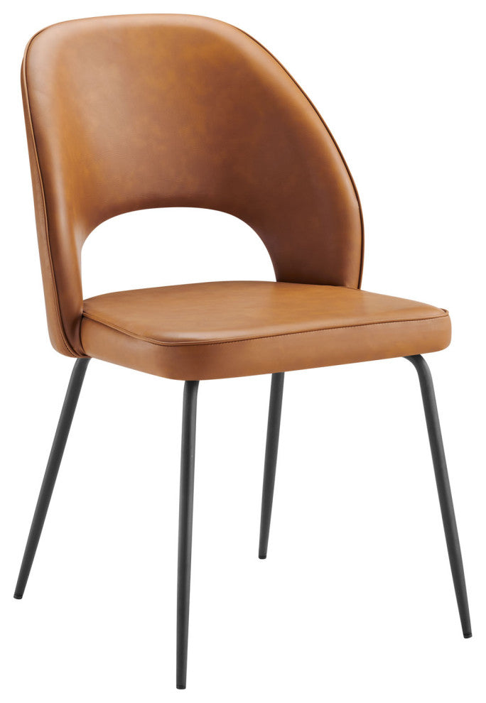 Nico Vegan Leather Dining Chair Set of 2 Black Tan -4674