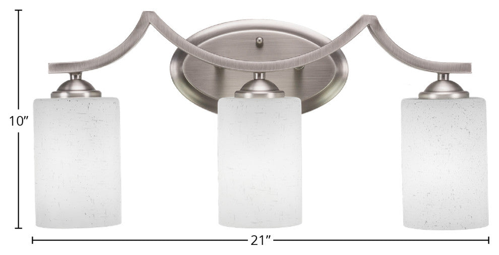 Zilo 3 Light Bath Bar Shown, Dark Granite Finish With 3.5" White Muslin Glass