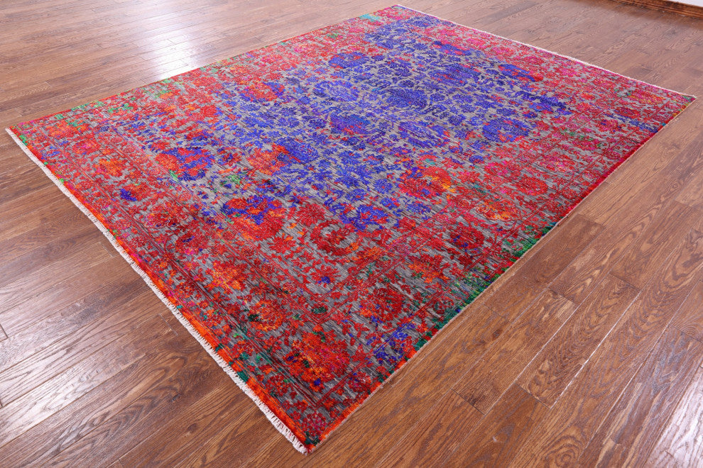 Hand Knotted Wool & Silk Persian Rug 8' 0" X 10' 3" - Q13496