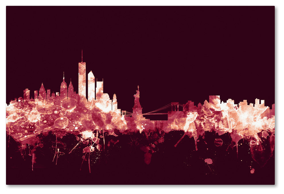Michael Tompsett ''New York Skyline Maroon'' Canvas Art, 16x24