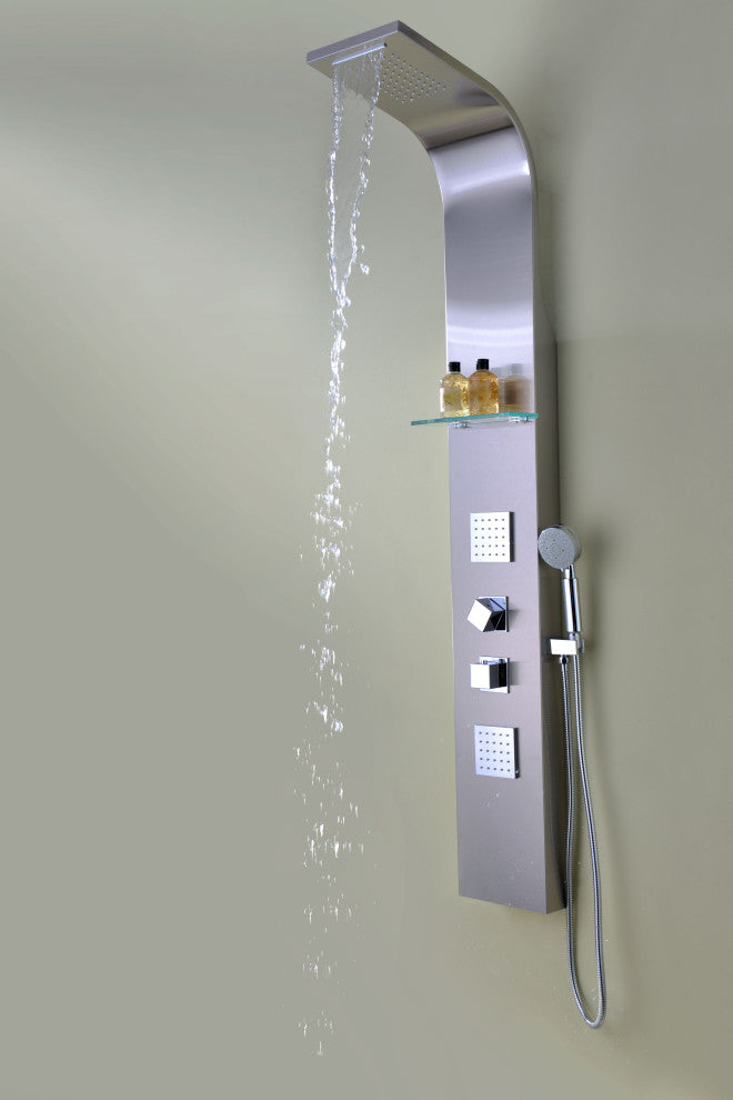 ANZZI Niagara 64 in. 2-Jetted Full Body Shower Panel in Brushed Steel