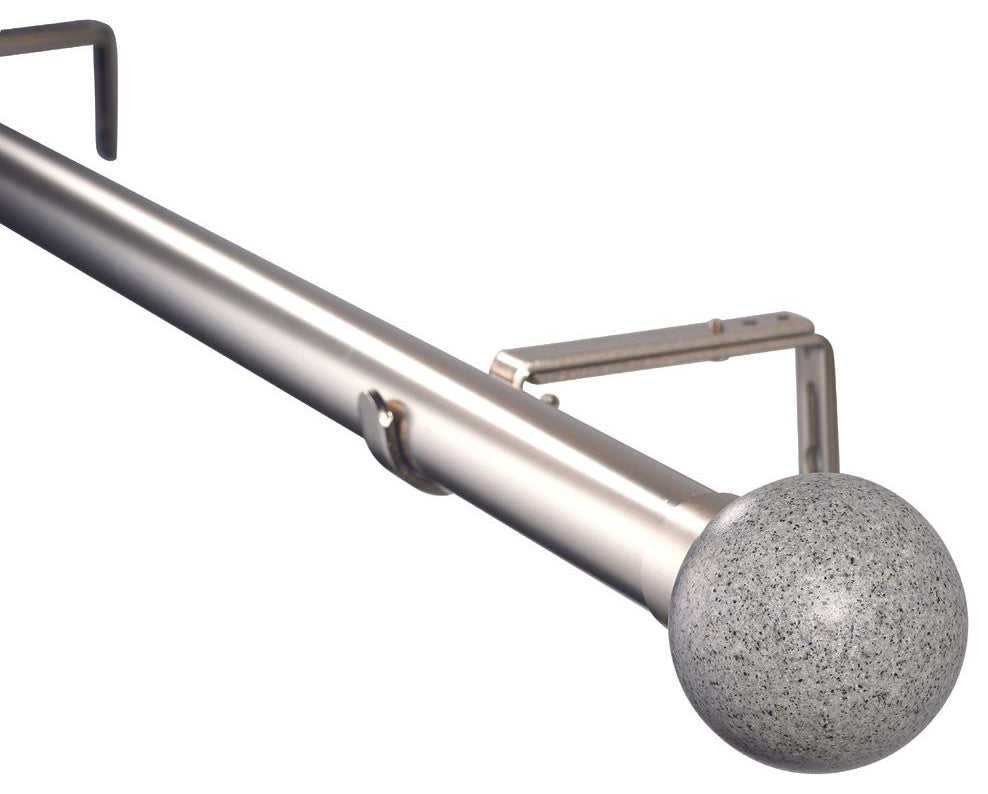 Linen Avenue Grey Stone Single Curtain Rod Set,66 to 120-Inch,Polished Nickel