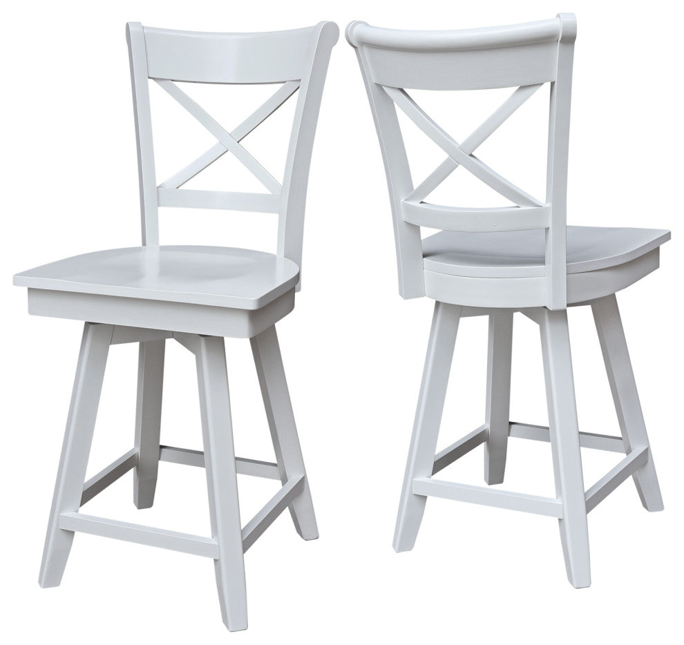 Charlotte Counter Height Stool with 24 in. H Swivel Seat in White