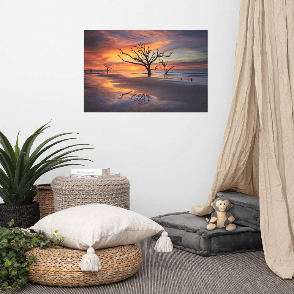 Sunrise and Trees At Edisto Island Coastal Landscape Photo Loose Wall Art Print, 24" X 36"