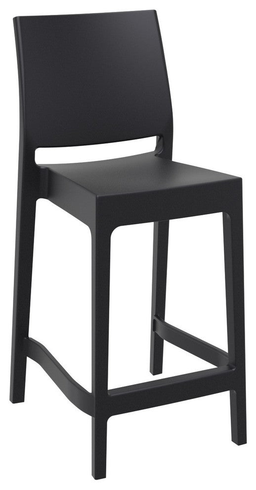 Maya Resin Counter Stool, Black, Set of 2