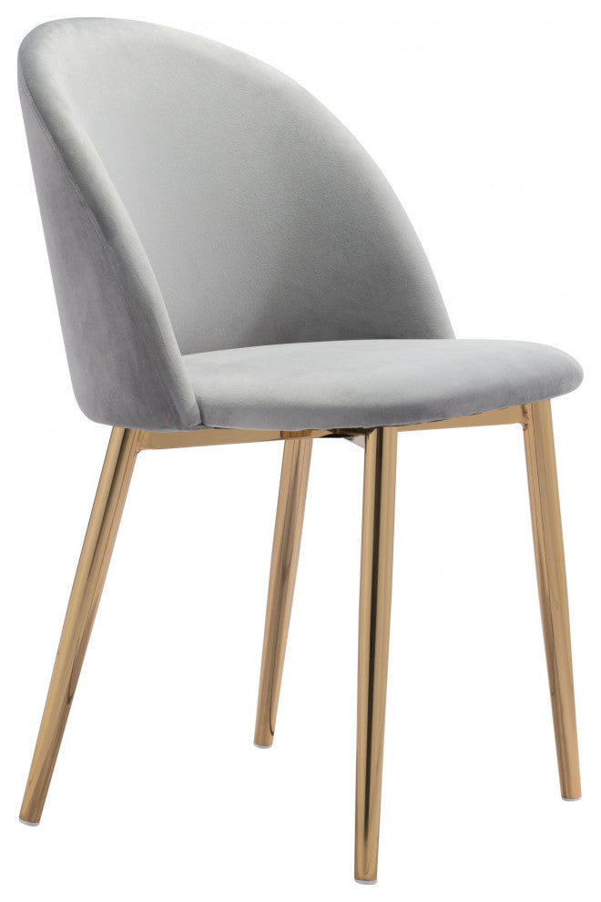 Set of Two Pale Gray and Gold Modern Pringle Dining Chairs