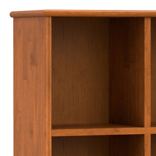 Draper Solid Hardwood Mid Century 8 Cube Storage Sofa Table, Teak Brown