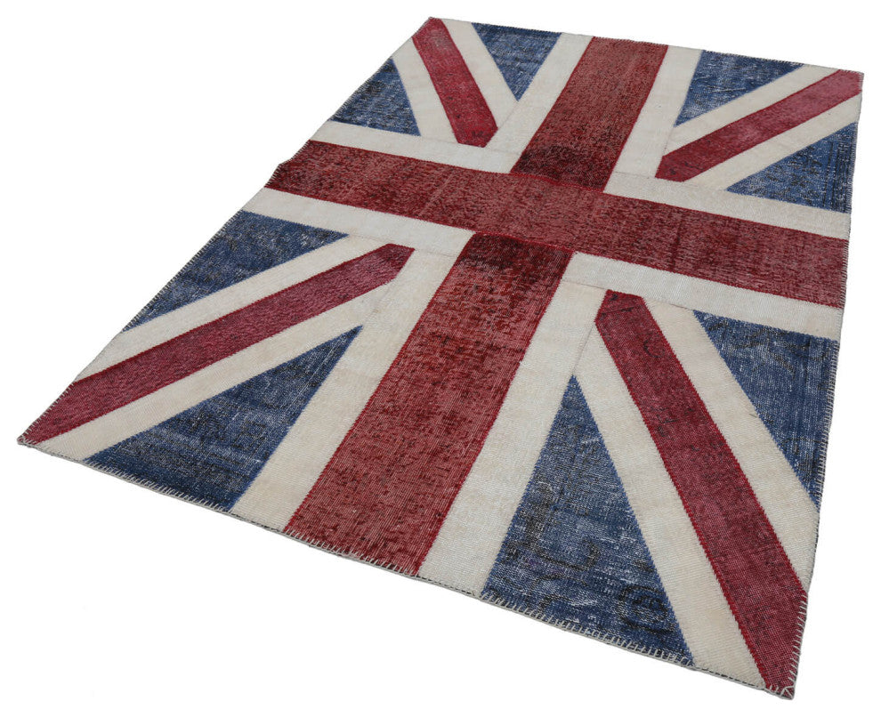 Rug N Carpet - Hand-knotted Anatolian 5' 8'' x 7' 11'' Flag Patchwork Rug
