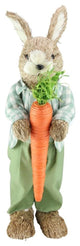 19" Spring Sisal Standing Bunny Rabbit Figure With Carrot