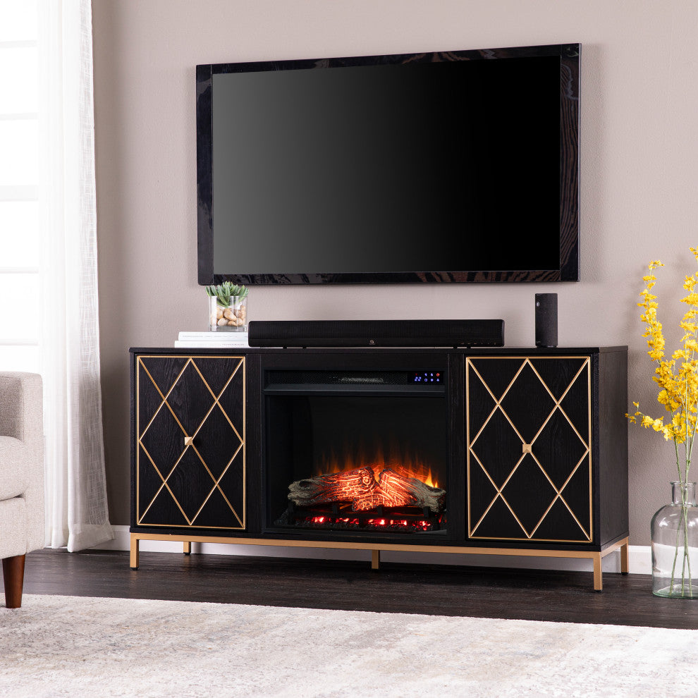 Crewe Touch Screen Electric Fireplace With Media Storage