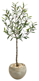 50" Olive Artificial Tree, Sand Colored Planter