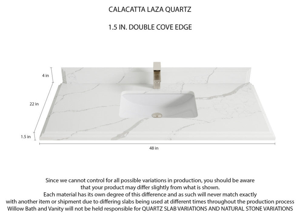 Cambridge 48 Single Sink Bath Vanity in Coventry Gray 1.5" Calacatta Laza
