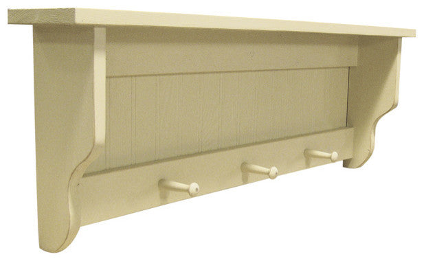 Pine Shelf With Pegs, Black