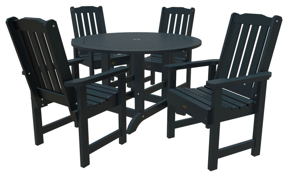 Springville 5-Piece Round Dining Set, Weathered Acorn, Federal Blue